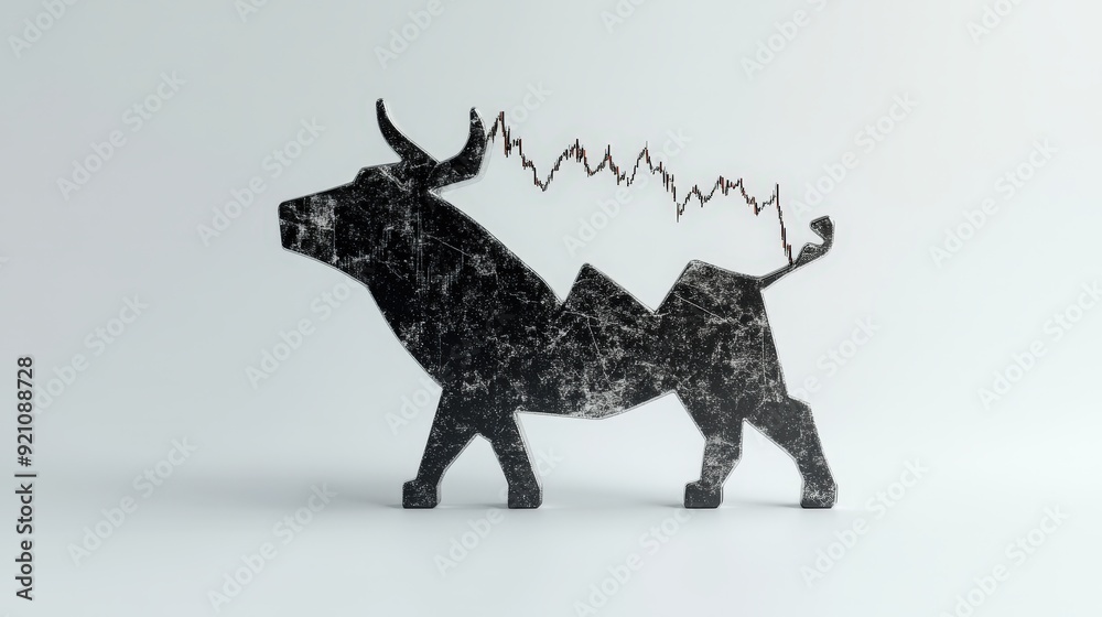 Obraz premium Enthusiastic Bull: Symbol of Positive Market Momentum with Surging Equities on Isolated Background