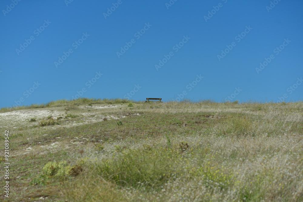 Obraz premium Pontusval, Kerlouan, Finistère Nord, Bretagne - banc
