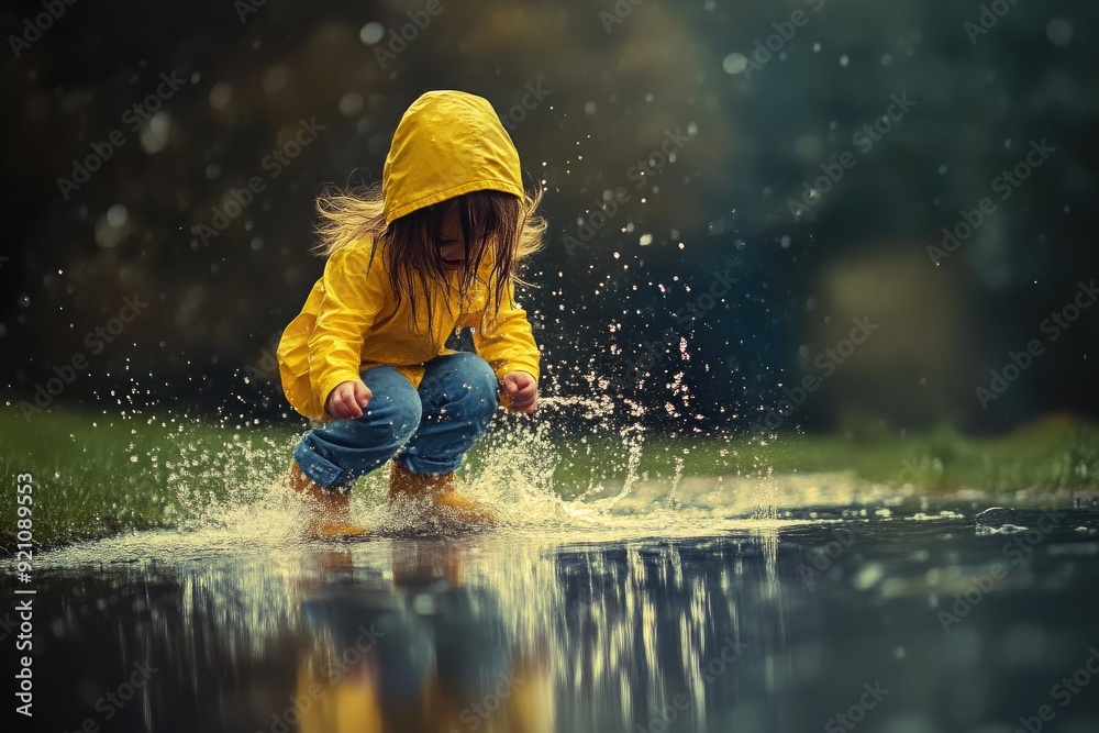 Running Through Puddles on a Wet Day Running Through Puddles on a Wet Day