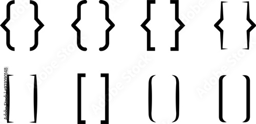 Bracket icon collection. Black bracket set on white background. Icon vintage typography symbol for web design or stock.