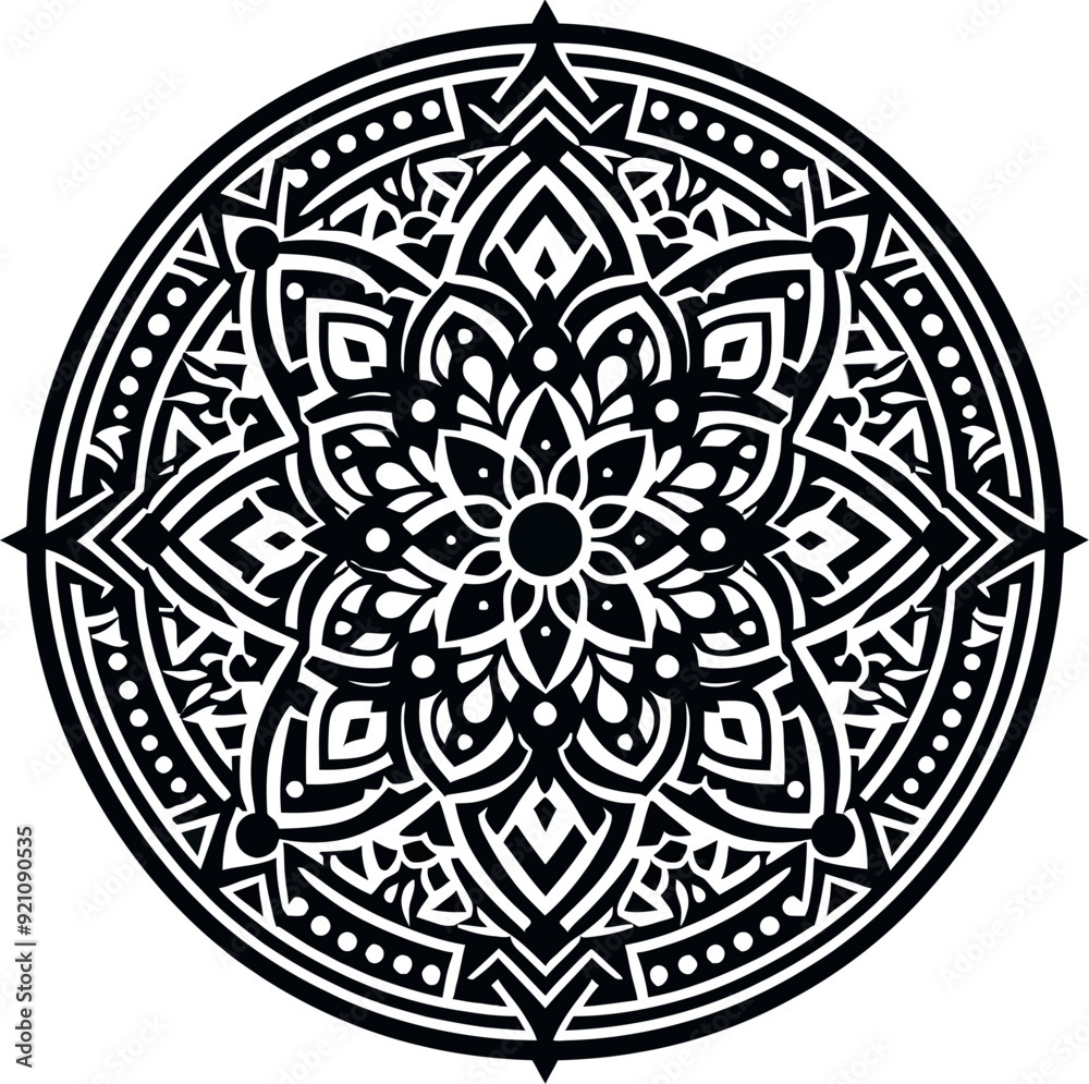 Floral mandala with vector illustration.