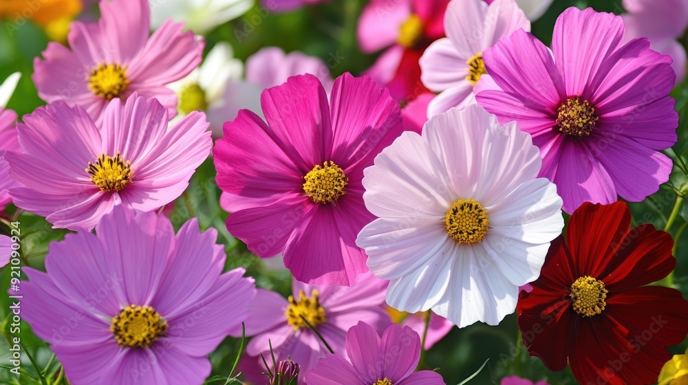Cosmos Flowers in a Garden Cosmos Flowers in a Garden
