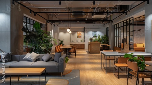 Modern Collaborative Office Spaces with Cozy Seating Areas