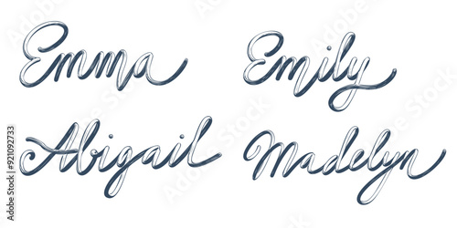Set of hand written calligraphic lettering. Vector illustration.