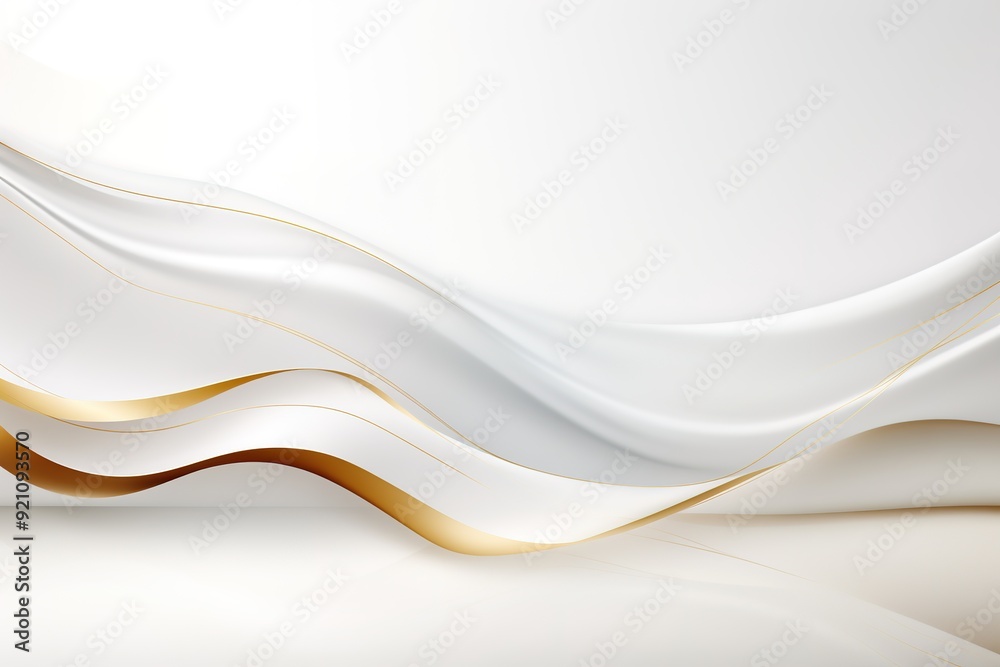 Abstract white and gold background with wavy lines. Abstract white and gold background with wavy lines.