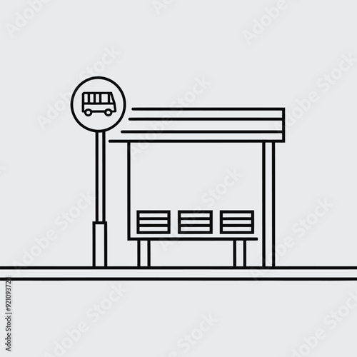 A flat vector illustration of bus stop isolated on background