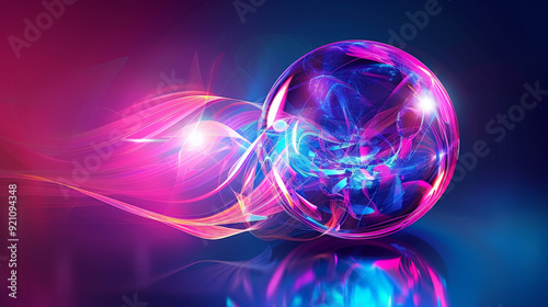 futuristic abstract neon energy ball with glowing lines