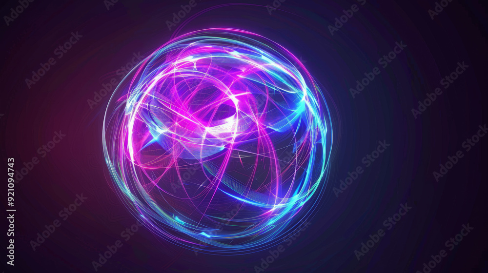 futuristic abstract neon energy ball with glowing lines futuristic abstract neon energy ball with glowing lines