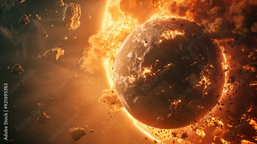 Apocalypse explosion star, death planet scene, and generative AI ...