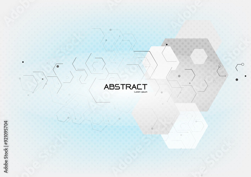 Hexagon shape element with solf light grey background