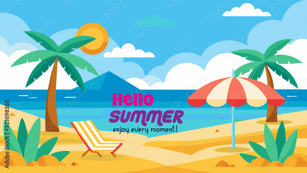 Obraz premium Summer beach scene banner design background