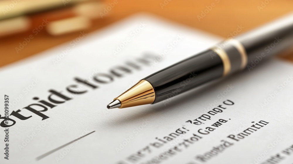 Elegant Pen on Document Elegant Pen on Document
