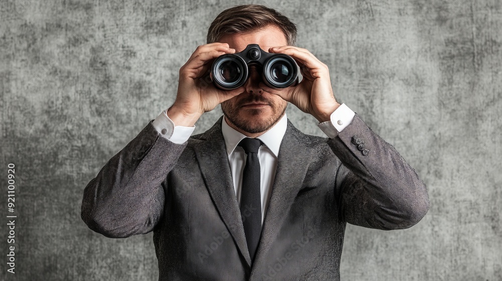 Businessman Using Binoculars Businessman Using Binoculars