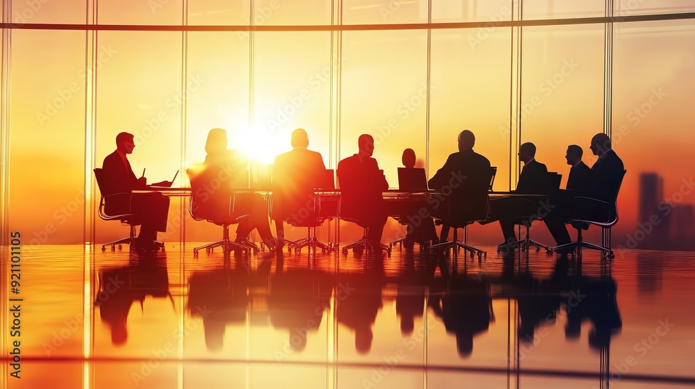 Business Meeting Silhouette at Sunset Business Meeting Silhouette at Sunset