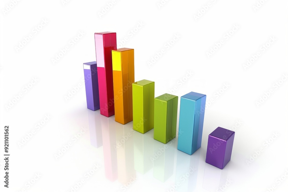 3D, bar graph, white background