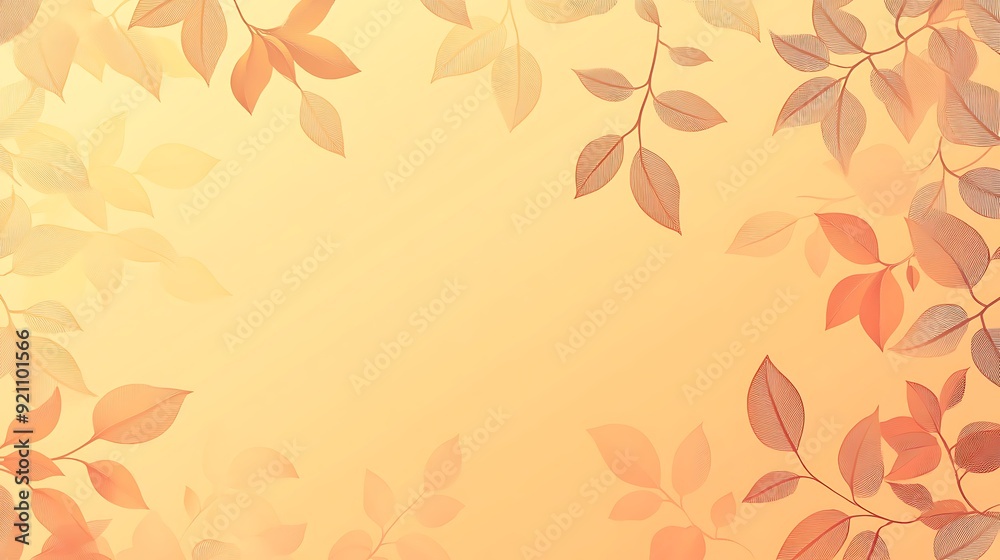 Tranquil Gradient Background with Random Leaf Silhouettes Tranquil Gradient Background with Random Leaf Silhouettes