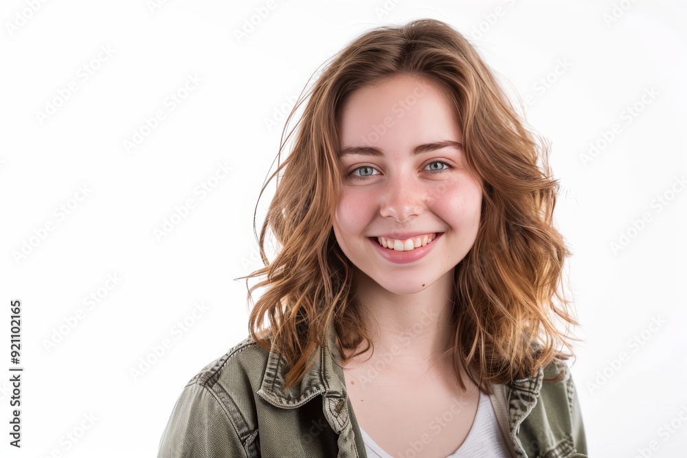 young woman smiling isolated white young woman smiling isolated white