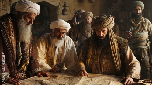 Ancient Leaders Studying a Map photo