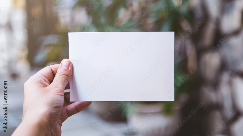 hand holding blank page, plank brochure flyer hand holding blank page, plank brochure flyer