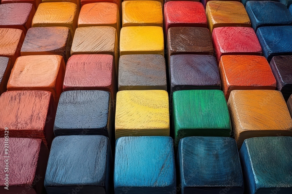 abstract 3d composition of rainbowcolored wooden cubes arranged in a mesmerizing geometric pattern creating a vibrant and dynamic textured background abstract 3d composition of rainbowcolored wooden cubes arranged in a mesmerizing geometric pattern creating a vibrant and dynamic textured background