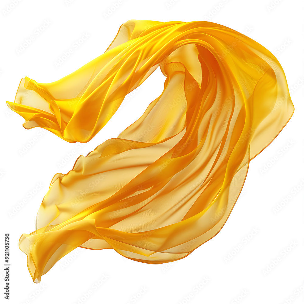 yellow cloth flutters in the wind. Isolated on transparent background yellow cloth flutters in the wind. Isolated on transparent background