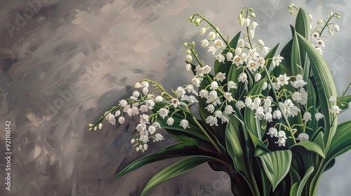 Elegant Lily of the Valley Oil Painting