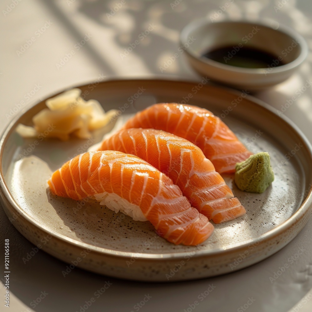 sushi with salmon and wasabi sushi with salmon and wasabi