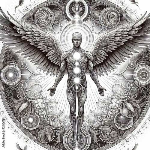 An illustration of an angel with the words quot god quot on it