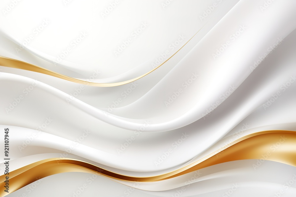 Abstract white and gold wave background.