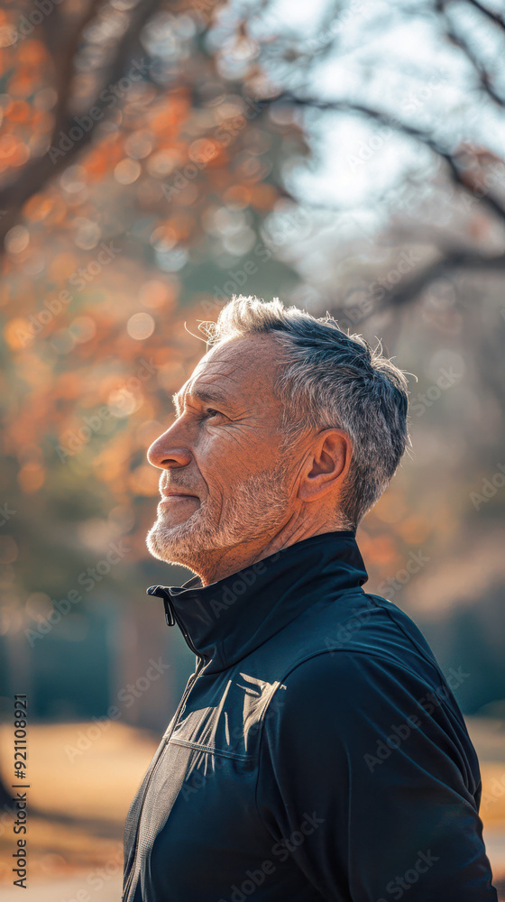 Active Mature Man doing Morning Exercise in Park with Cheerful Expression and Natural Light Surroundings Active Mature Man doing Morning Exercise in Park with Cheerful Expression and Natural Light Surroundings