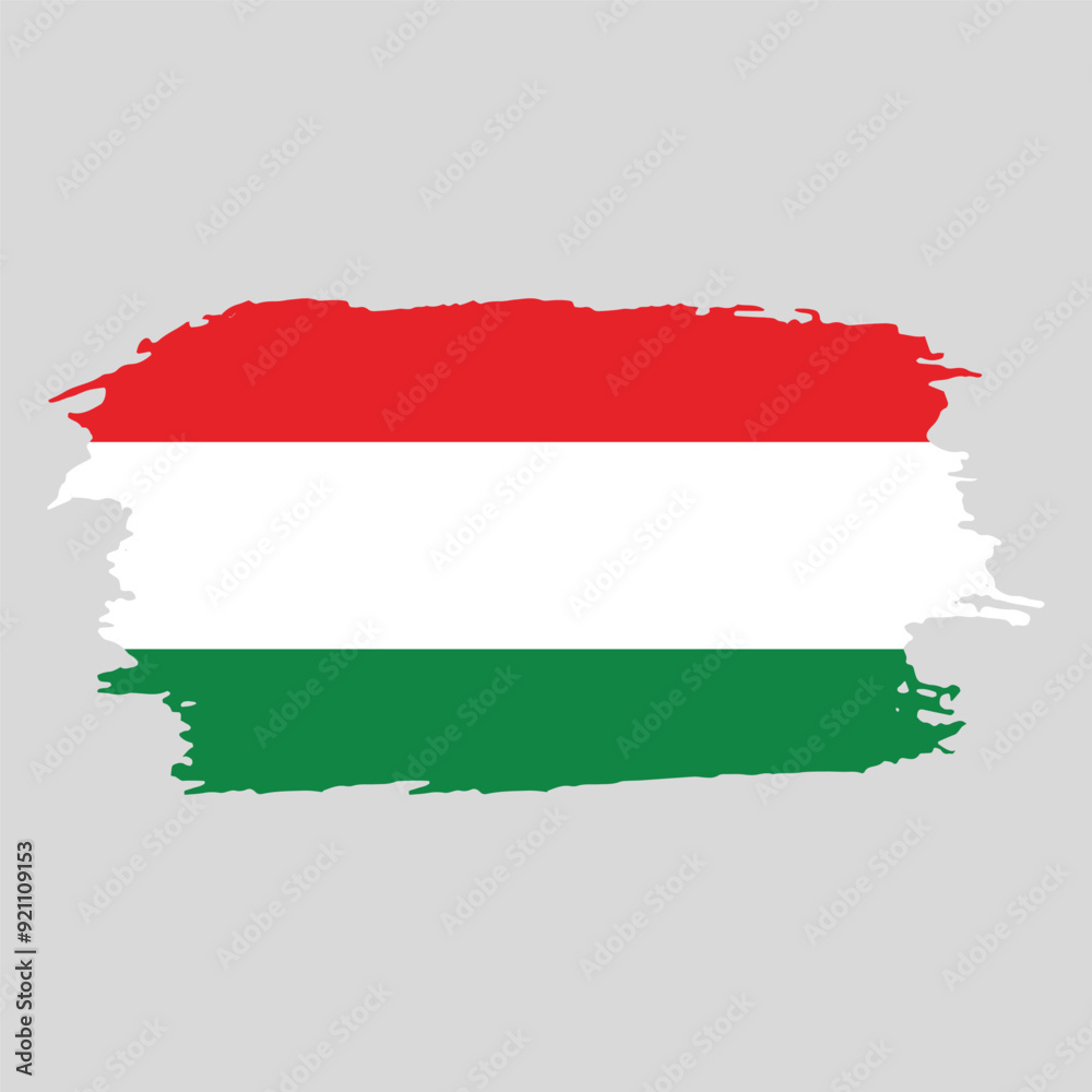 Brush painted national emblem of Hungary country on white background Brush painted national emblem of Hungary country on white background