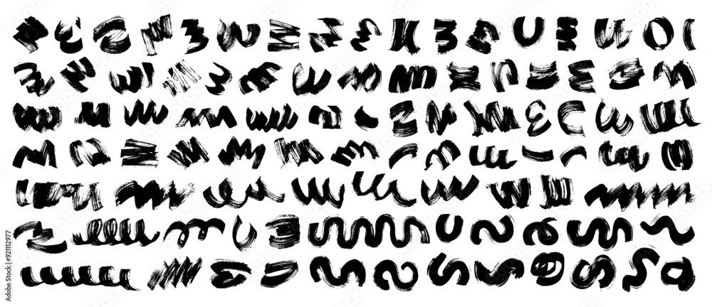 Curly abstract shapes in doodle grunge style. Colorful wavy bold lines with dirty rough texture. Vector geometric, chaotic design elements. Brush strokes, lines. Graffitti forms. Curly abstract shapes in doodle grunge style. Colorful wavy bold lines with dirty rough texture. Vector geometric, chaotic design elements. Brush strokes, lines. Graffitti forms.