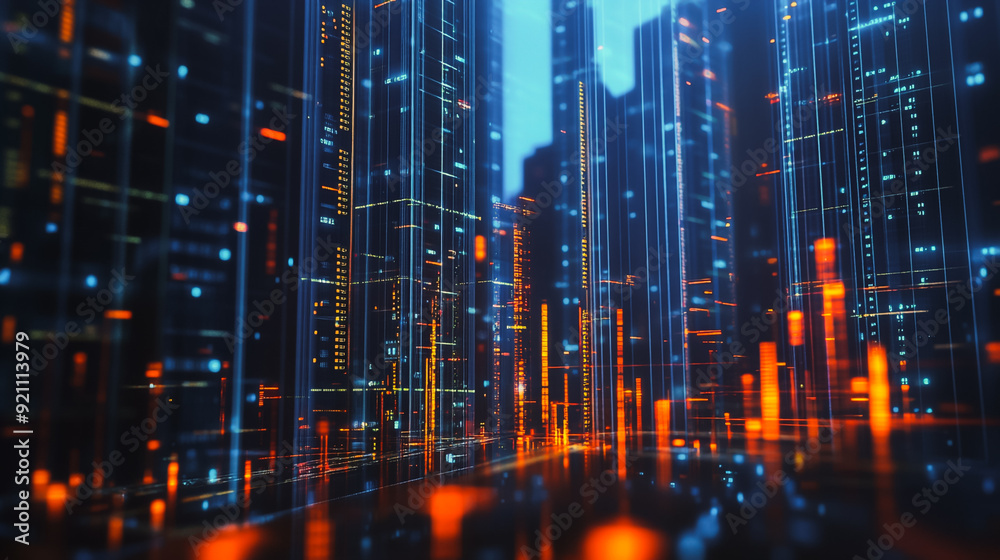 Smart digital city with connection network that is at the cutting edge of innovation in technology and business with bright, modern skyscrapers. Backgrounds for technology and charts and graphs Smart digital city with connection network that is at the cutting edge of innovation in technology and business with bright, modern skyscrapers. Backgrounds for technology and charts and graphs