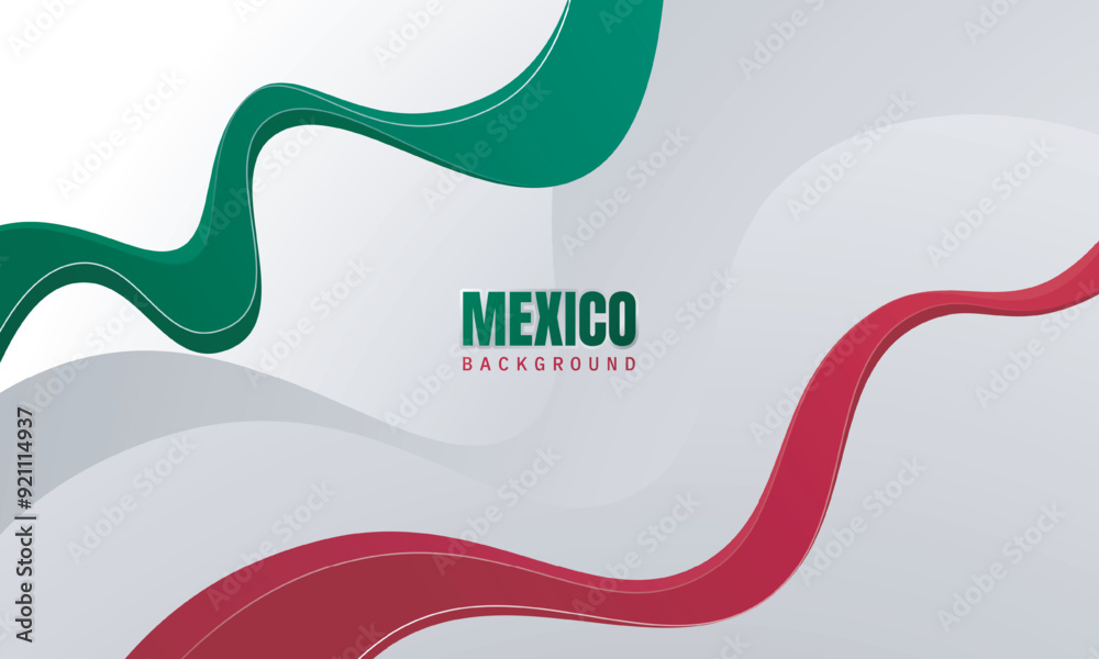 Waving green and red ribbon in 3d design with white background. Good template for mexico independence day background design Waving green and red ribbon in 3d design with white background. Good template for mexico independence day background design