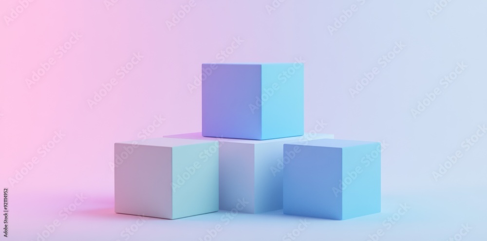 Abstract Minimalist Display with Pastel Cube Abstract Minimalist Display with Pastel Cube