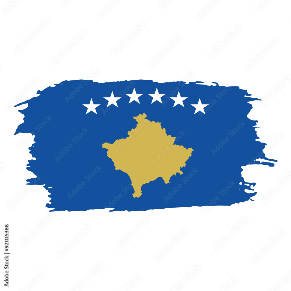 Fototapeta premium Brush painted national emblem of Kosovo country on white background