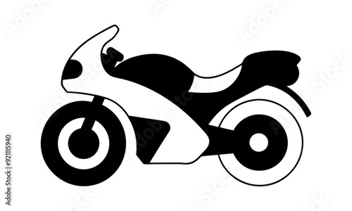 Beautiful motorbike line art silhouette