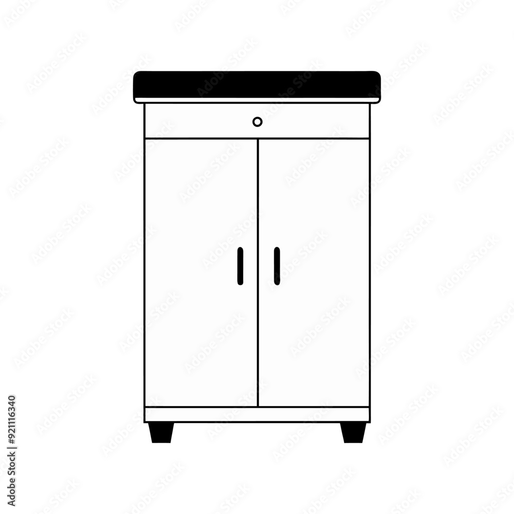 Cupboard line art silhouette illustration Cupboard line art silhouette illustration