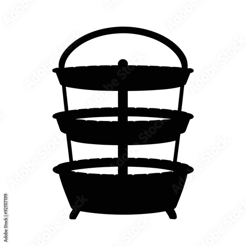 Oval willow basket display rack silhouette