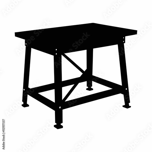 Welding table black and white  silhouette illustration