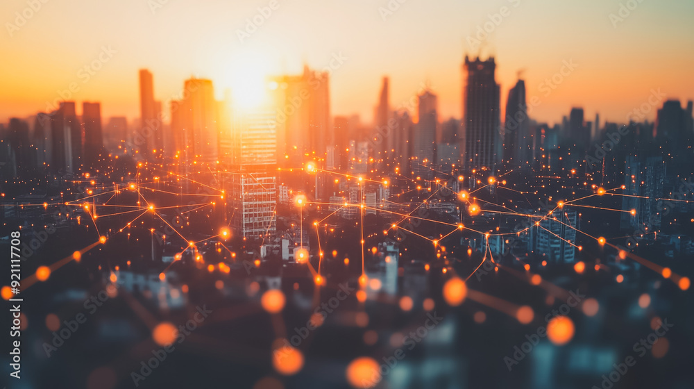 Smart digital city with connection network that is at the cutting edge of innovation in technology and business with bright, modern skyscrapers. Backgrounds for technology and charts and graphs Smart digital city with connection network that is at the cutting edge of innovation in technology and business with bright, modern skyscrapers. Backgrounds for technology and charts and graphs