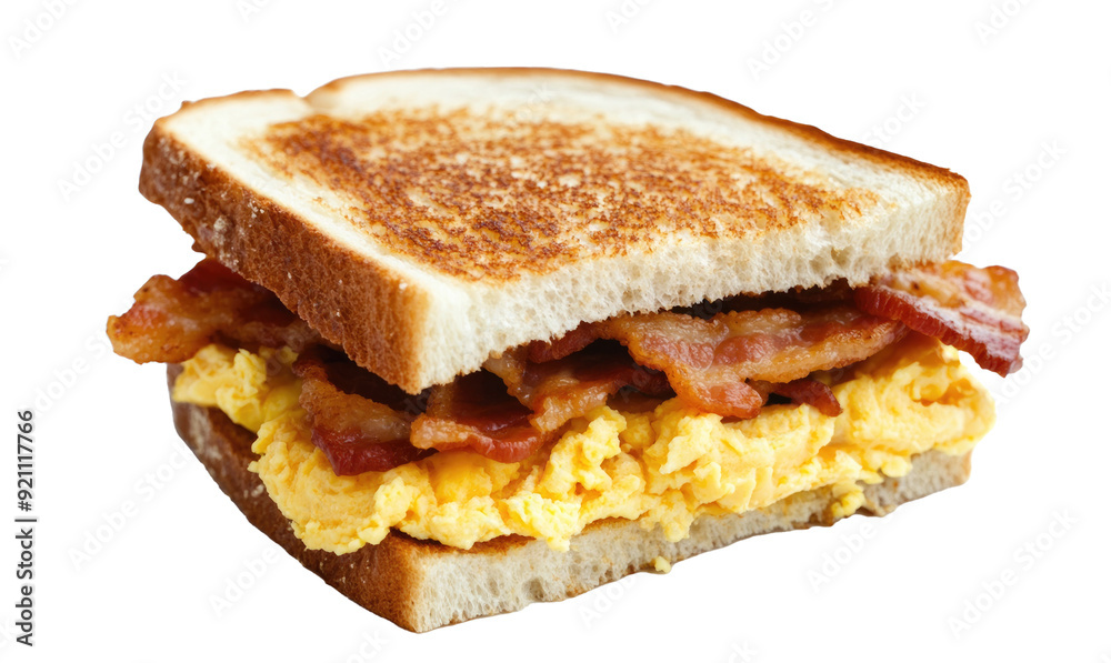 Delicious Bacon and Egg Breakfast Sandwich Isolated on a. Transparent Background Delicious Bacon and Egg Breakfast Sandwich Isolated on a. Transparent Background