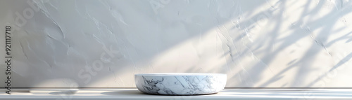 Marble stone podium display is showcased, blending timeless elegance. Mockup. Generative ai.