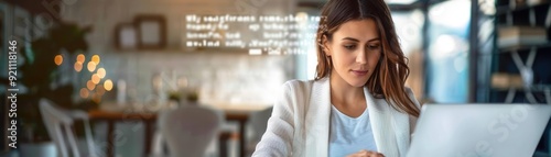 Businesswoman setting up an email autoresponder, automated email responses