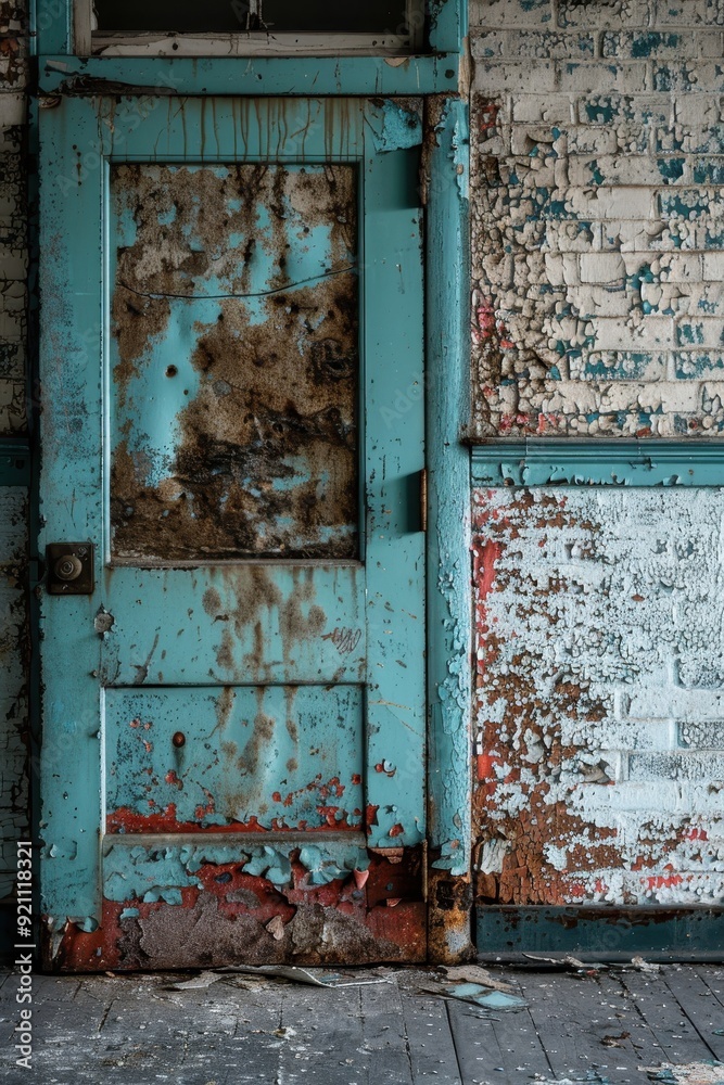 Naklejka premium A Rustic Doorway with Chipped Paint