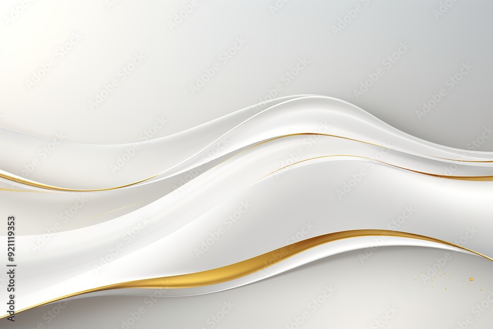 Obraz premium Abstract white and gold wave background.