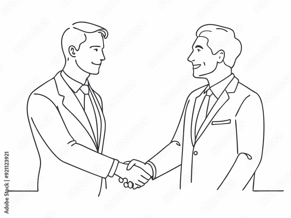 continuous single line drawing of businessmen shaking hands, business handshake line art vector illustration
continuous single line drawing of businessmen shaking hands, business handshake line art vector illustration