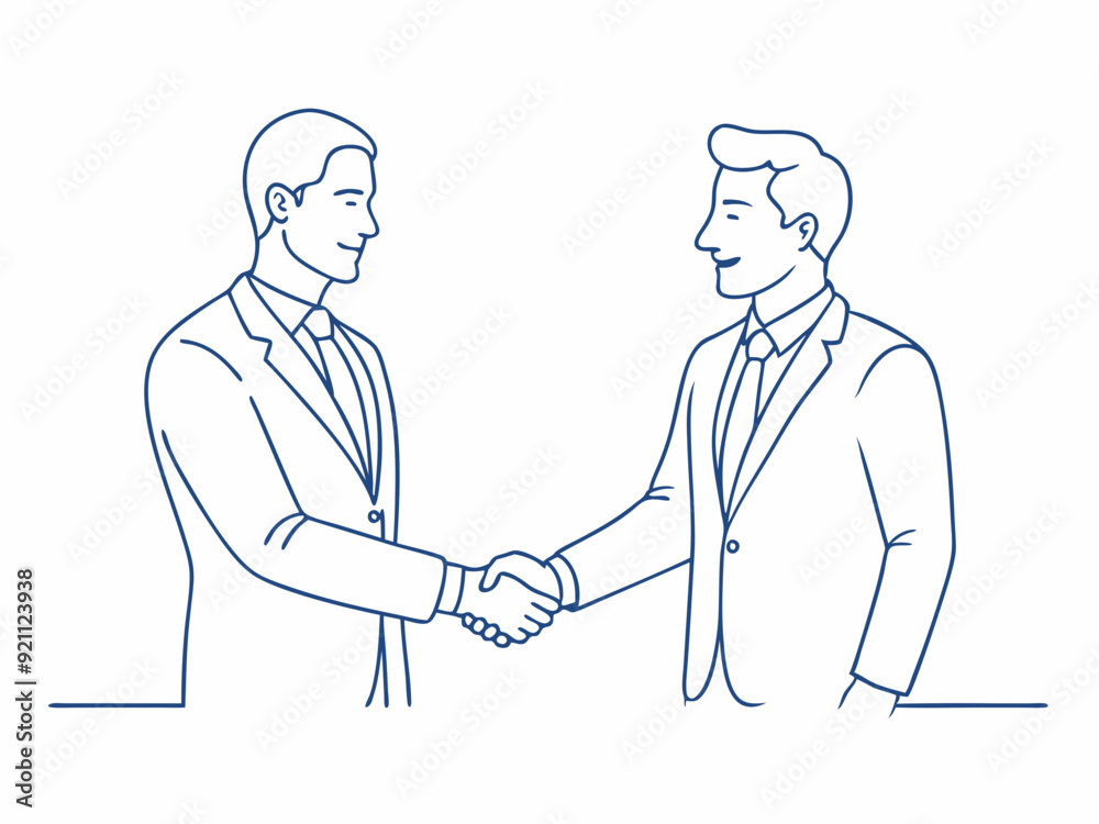 continuous single line drawing of businessmen shaking hands, business handshake line art vector illustration
continuous single line drawing of businessmen shaking hands, business handshake line art vector illustration
