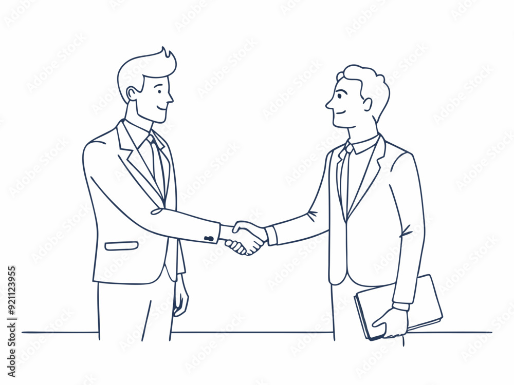continuous single line drawing of businessmen shaking hands, business handshake line art vector illustration
continuous single line drawing of businessmen shaking hands, business handshake line art vector illustration