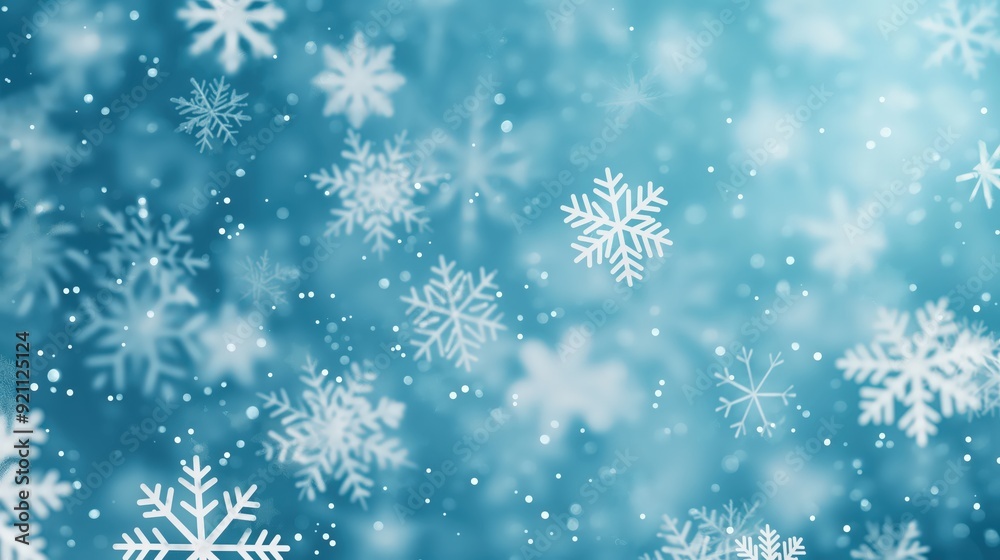 Falling Snowflakes on a Teal Background Falling Snowflakes on a Teal Background